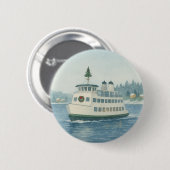 Kerstmis veerboot overdag ronde button 5,7 cm (Voorkant /achterkant)