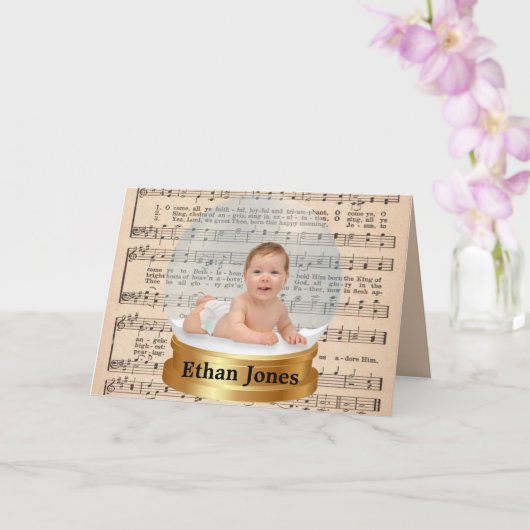 Kerstmis -  vel Muziek Voeg foto toe Kaart (Orchidee)