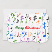 Kerstmis; Vele Kleurrijke Muzieknoten en Symbolen Kaart (Voorkant)