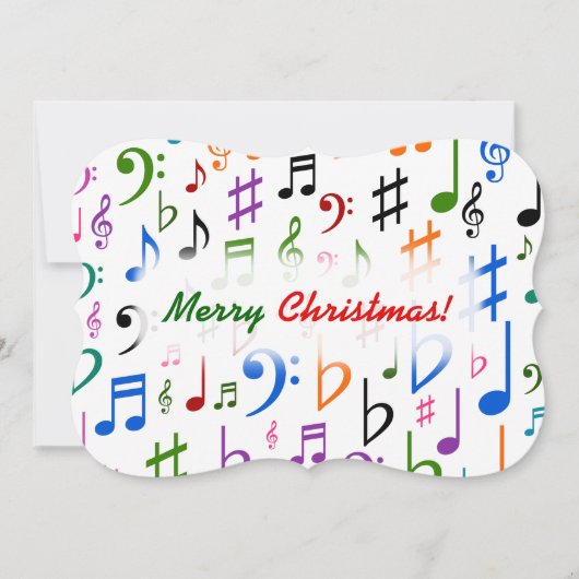 Kerstmis; Vele Kleurrijke Muzieknoten en Symbolen Kaart (Voorkant)