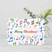 Kerstmis; Vele Kleurrijke Muzieknoten en Symbolen Kaart (Staand voorkant)