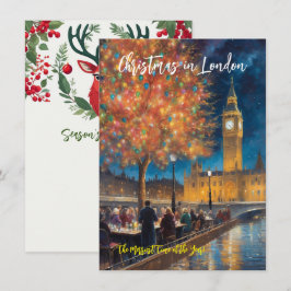 'Kerstmis Ver weg in Londen' Wenskaart Notitiekaartje