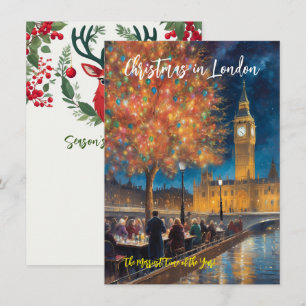 'Kerstmis Ver weg in Londen' Wenskaart Notitiekaartje