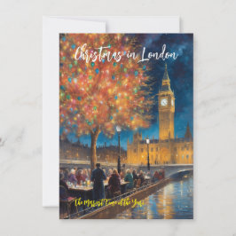 'Kerstmis Ver weg in Londen' Wenskaart Notitiekaartje