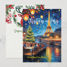 'Kerstmis Ver weg in Parijs' Wenskaart Notitiekaartje