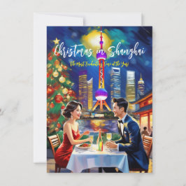 'Kerstmis Ver weg in Shanghai’ Kerstkaart Notitiekaartje