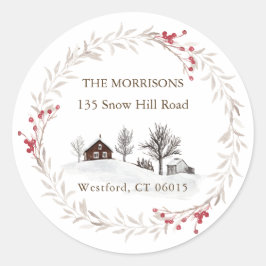 Kerstmis Verander Adres Nieuw Huis Ronde Sticker