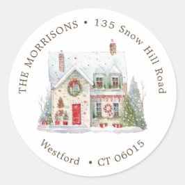 Kerstmis Verander Adres Nieuw Huis Ronde Sticker