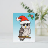 Kerstmis Verblote Uil Santa Feestdagenkaart (Staand voorkant)