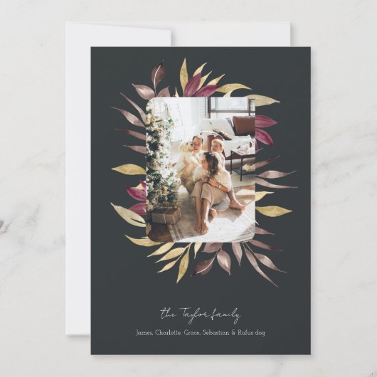 Kerstmis Verbluffende Winter Foliage Foto Lijst Feestdagenkaart (Voorkant)