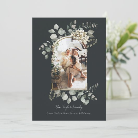 Kerstmis Verbluffende Winter Foliage Foto Lijst Feestdagenkaart (Staand voorkant)