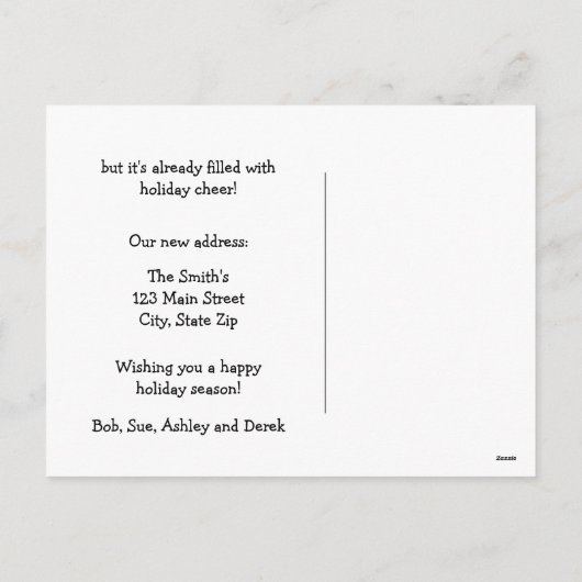 Kerstmis verhuis mededeling briefkaarten (Achterkant)