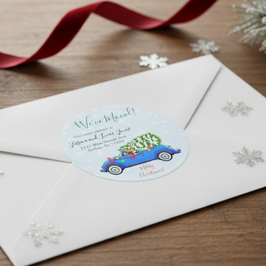 Kerstmis Verhuisbericht Verhuizen Ronde Sticker