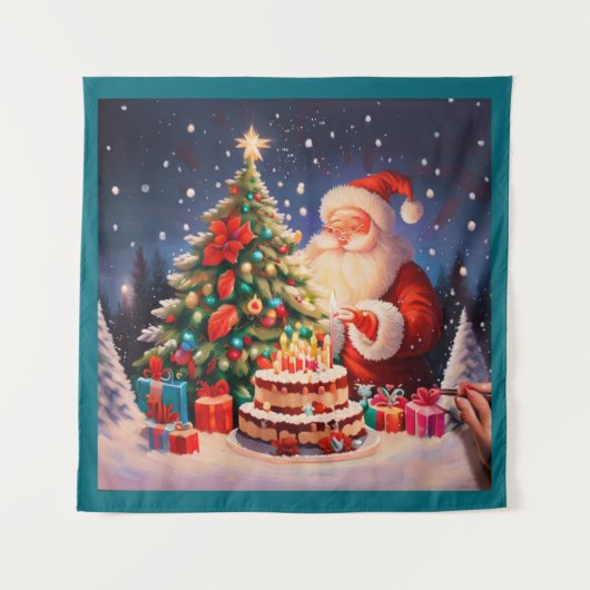 Kerstmis Verjaardag 10 Wandkleed (Voorkant)