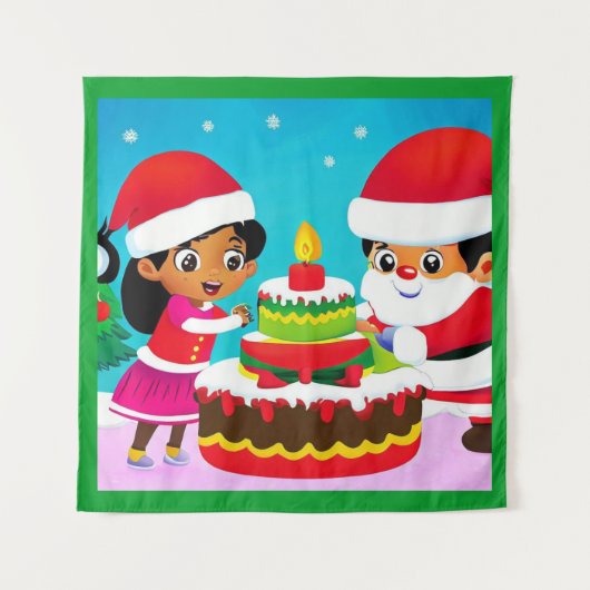 Kerstmis Verjaardag 3 Wandkleed (Voorkant)