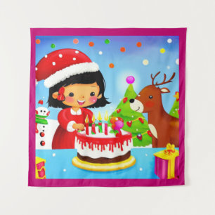 Kerstmis Verjaardag 7 Wandkleed