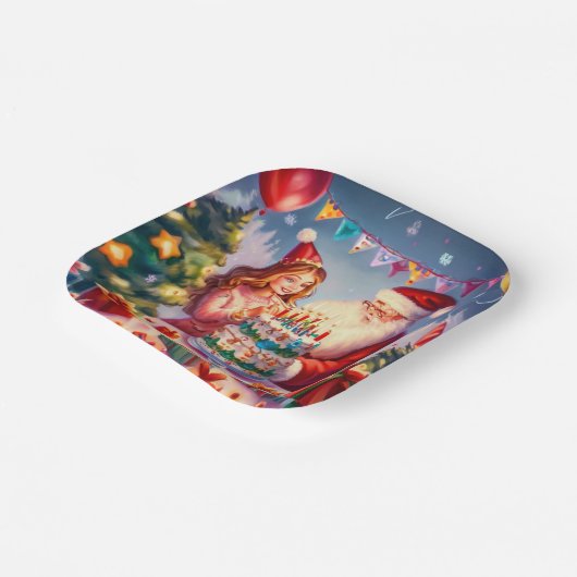 Kerstmis Verjaardag 8 Papieren Bordje (Gebogen)