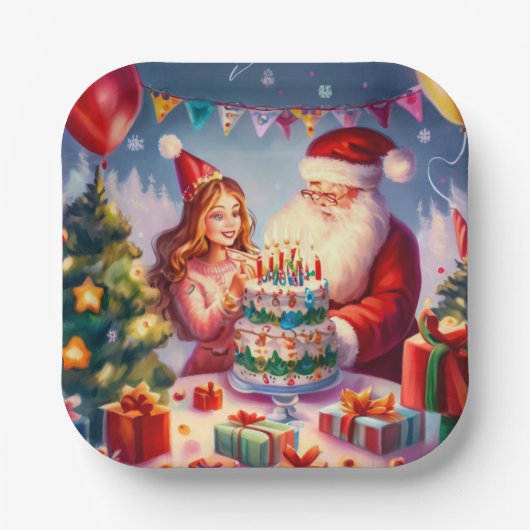 Kerstmis Verjaardag 8 Papieren Bordje (Voorkant)