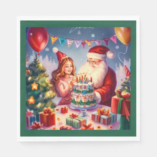 Kerstmis Verjaardag 8 Servet (Voorkant)