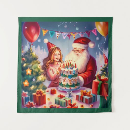 Kerstmis Verjaardag 8 Wandkleed (Voorkant)