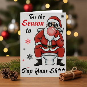 Kerstmis Verjaardag Kerstman Zonnebril Grappig Kaart