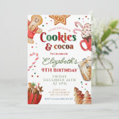 Kerstmis verjaardag koekjes en cacao Feestelijk Kaart (Staand voorkant)