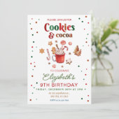 Kerstmis verjaardag koekjes en cacao Feestelijk Kaart (Staand voorkant)