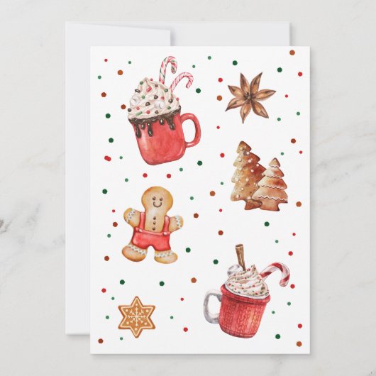 Kerstmis verjaardag koekjes en cacao Feestelijk Kaart (Achterkant)