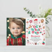 Kerstmis Verjaardag Oh Wat leuk Jongen Verjaardags Kaart (Staand voorkant)