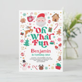 Kerstmis Verjaardag Oh Wat leuk Kids Verjaardagsfe Kaart (Staand voorkant)