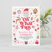 Kerstmis Verjaardag Oh Wat leuk Meisje Verjaardags Kaart (Staand voorkant)