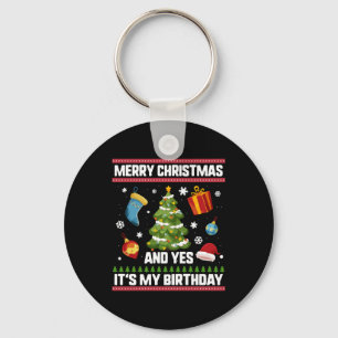 Kerstmis Verjaardag Shirt, Prettig Kerstfeest En J Sleutelhanger