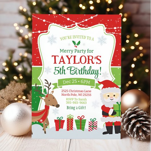 Kerstmis Verjaardag Uitnodiging, Kerstmis Partij Kaart