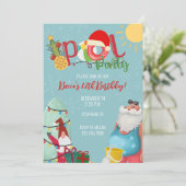 Kerstmis Verjaardag Zwembad Party Santa Winter Par Kaart (Staand voorkant)