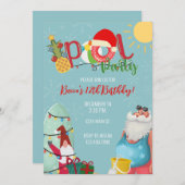 Kerstmis Verjaardag Zwembad Party Santa Winter Par Kaart (Voorkant / Achterkant)