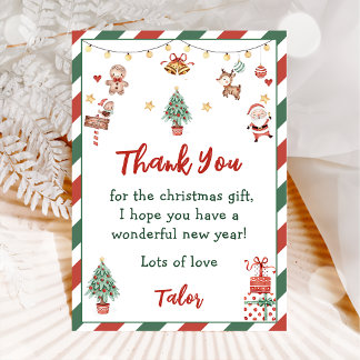 Kerstmis Verjaardagsfeestje Dank u kaart