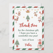 Kerstmis Verjaardagsfeestje Dank u kaart (Voorkant)