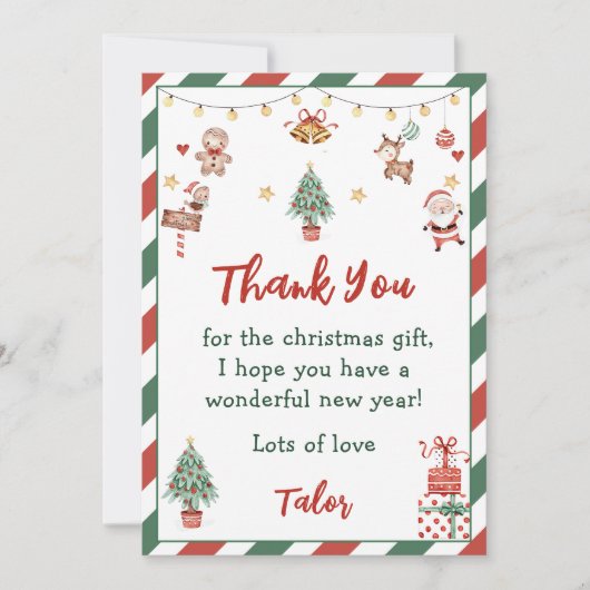 Kerstmis Verjaardagsfeestje Dank u kaart (Voorkant)