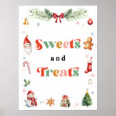 Kerstmis verjaardagsfeestje snoep en lekkernijen poster (Voorkant)