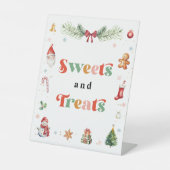 Kerstmis verjaardagsfeestje snoep en lekkernijen reclamebord met voetstuk (Voorkant)