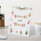 Kerstmis verjaardagsfeestje snoep en lekkernijen reclamebord met voetstuk (Insitu)