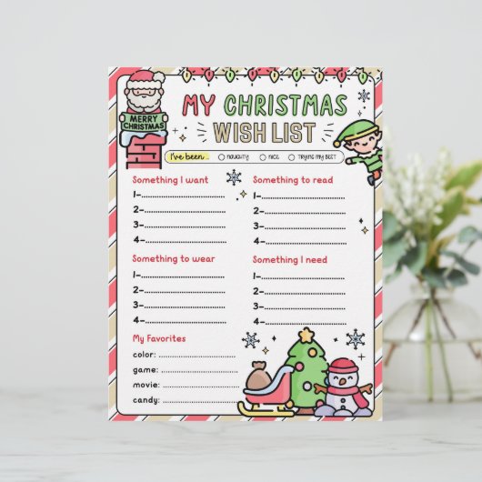 Kerstmis Verlanglijstje voor kinderen Geheime Kers (Staand voorkant)