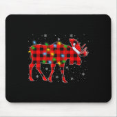 Kerstmis Verlichting Buffel Plaid Santa Moose Kers Muismat (Voorkant)