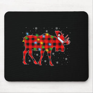 Kerstmis Verlichting Buffel Plaid Santa Moose Kers Muismat