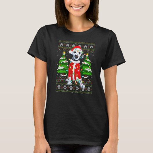 Kerstmis Verlichting Lelijke Kerstman Dalmatische T-shirt (Voorkant)