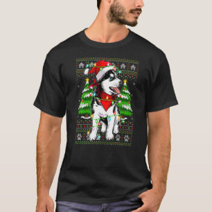 Kerstmis Verlichting Lelijke Santa Siberische Husk T-shirt