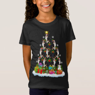 Kerstmis Verlichting Santa Hat Australische Herder T-shirt