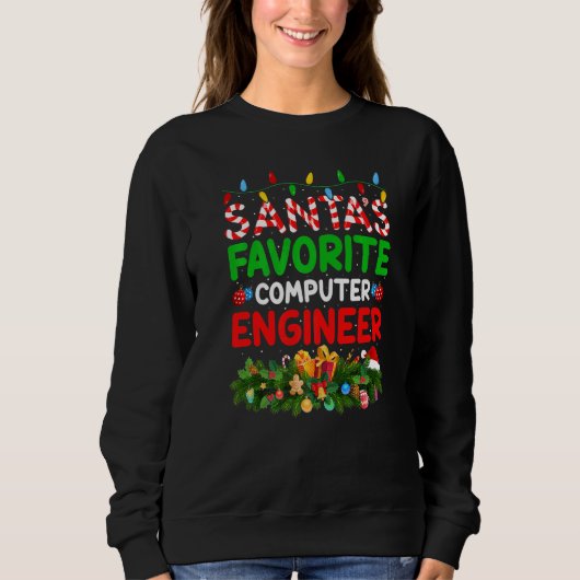 Kerstmis Verlichting Santa S Favoriete Computer En Trui (Voorkant)