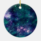 Kerstmis verloofd getrouwd met paarse groene glitt keramisch ornament (Achterkant)