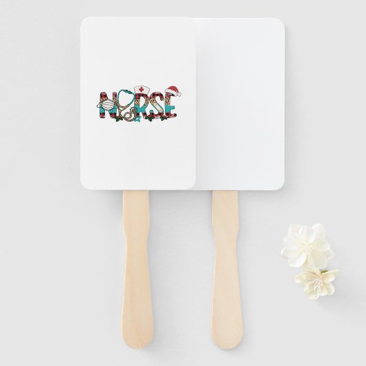 Kerstmis Verpleegster 1 Handwaaier (Voorkant en achterkant)